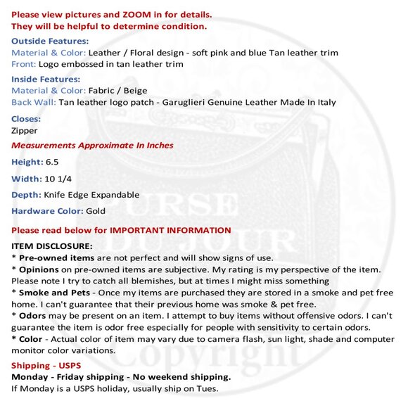 Garuglieri  Floral Leather with Tan Trim Clutch Pouch Made In Italy - Picture 3 of 13